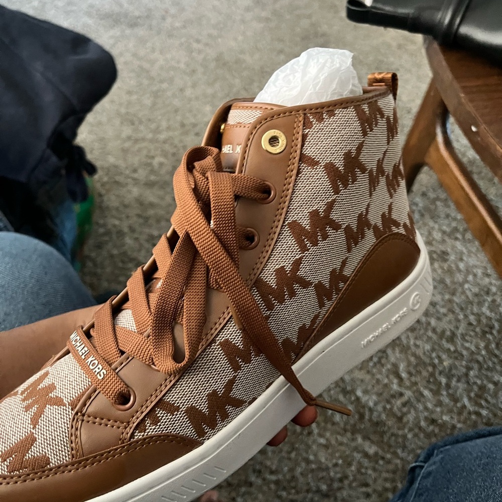 MICHAEL Michael Kors Tan and Cream High-Top Sneakers